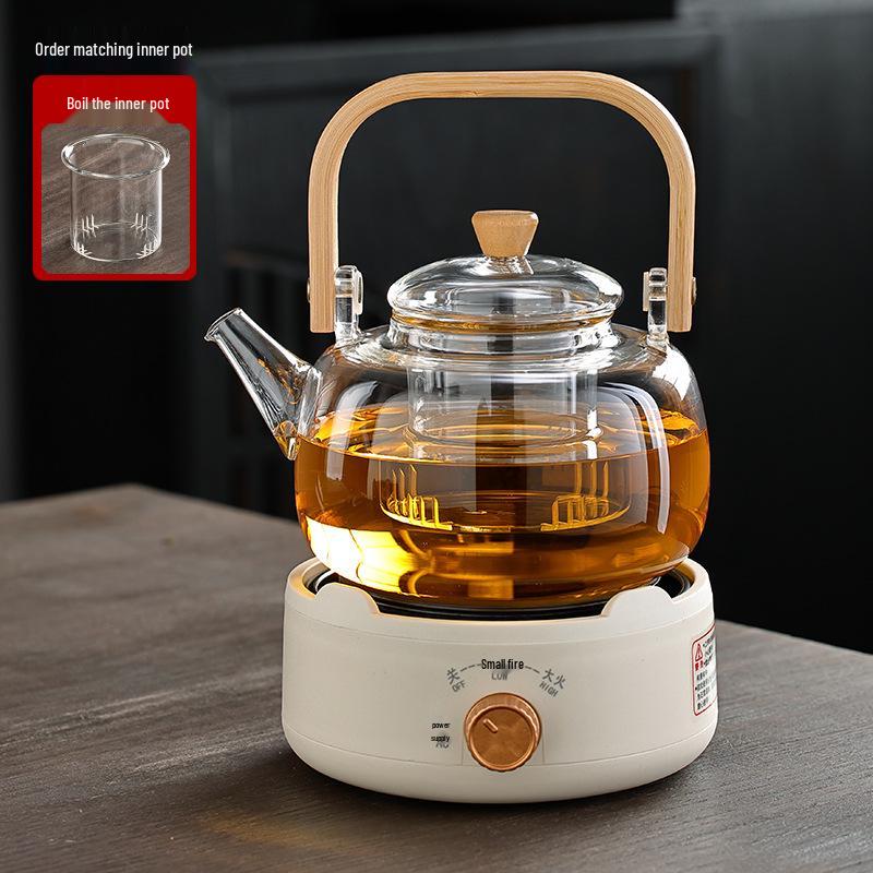 Compact Electric Ceramic Tea Brewer with Glass Teapot - Ideal Tabletop Stove & Mini Water Boiler