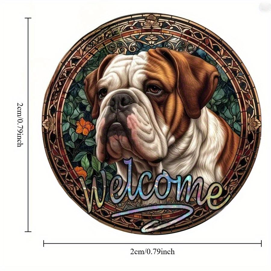 

2d Flat 20*20cm, Spring Wooden Sign, Round Wreath Decor Sign, Office Decoration, Mother s Day Gifts, Bulldog Theme Decoration 20x20cm