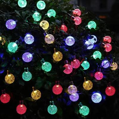 Luci a Stringa Sfera di Cristallo Solare Multicolore Impermeabili a LED per Esterno con 8 Modalità per Giardino Patio Cortile Decorazioni Festa di Natale
