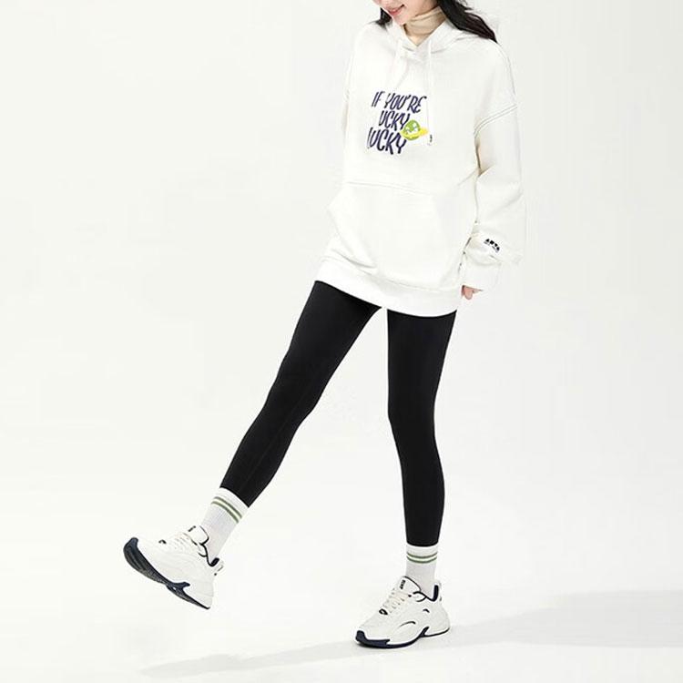 Anta Lifestyle Series Lettered Hooded Pullover Fleece Sweatshirt Unisex Sweatshirt Paper-White 172348702-1