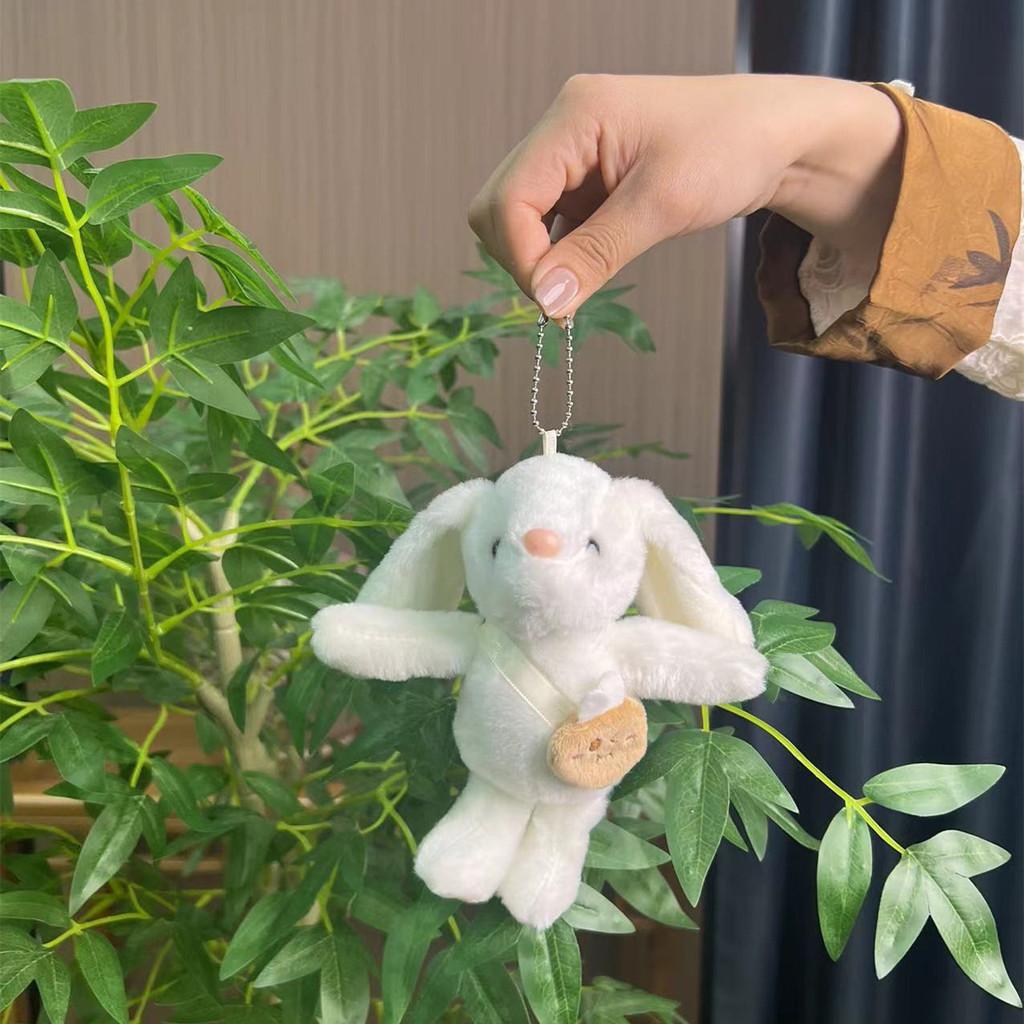 Longeared Bunny Delightful Plush Toy In Pink White And Brown For Keychain Stylish