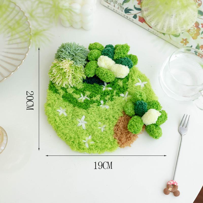 Latch Hook Coaster Kits for Adults Beginners Moss Simple Embroidery DIY Crochet Yarn Rugs Hooking Craft Kit for Gift Home Decor
