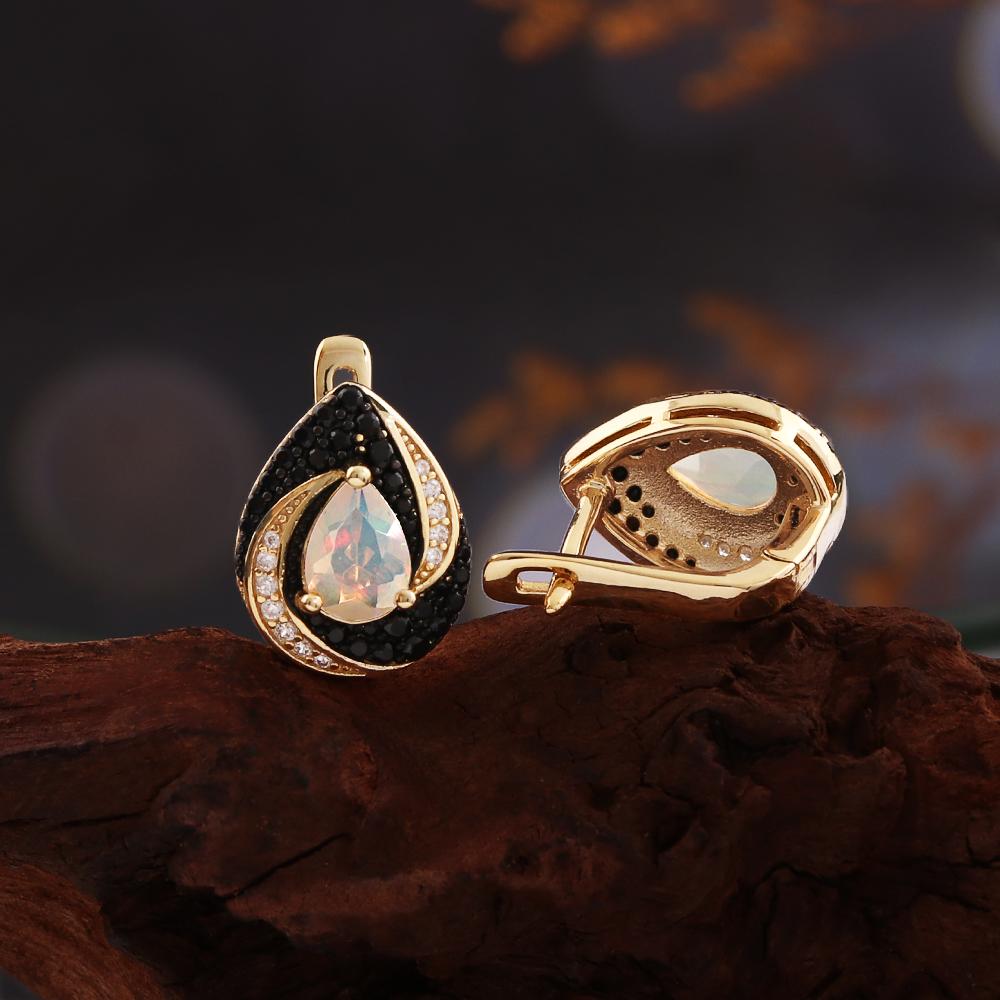 Boucles d'oreilles en argent sterling 925 Opale naturelle colorée poire 5*7mm Pierre de naissance d'octobre Bijoux fins vintage pour cadeaux de banquet pour femmes