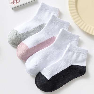 Chaussettes d'été et de printemps en maille de coton pour filles, chaussettes souples de couleur unie pour enfants