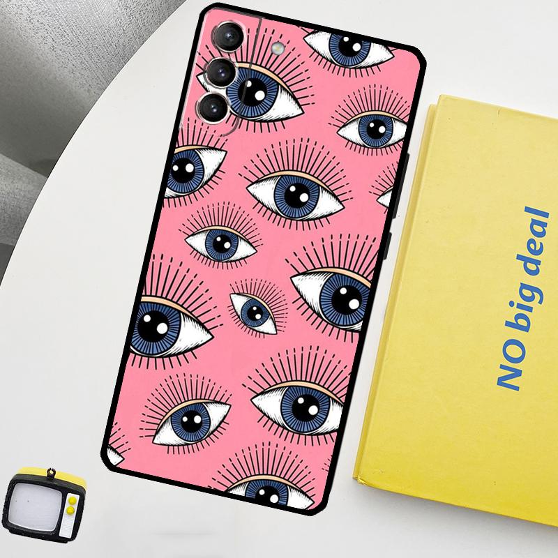 Scary Face Eyes Phone Case For Samsung Galaxy S25 Ultra S21 S22 S23 S24 Ultra S9 S10 S20 Plus S25 FE Cover