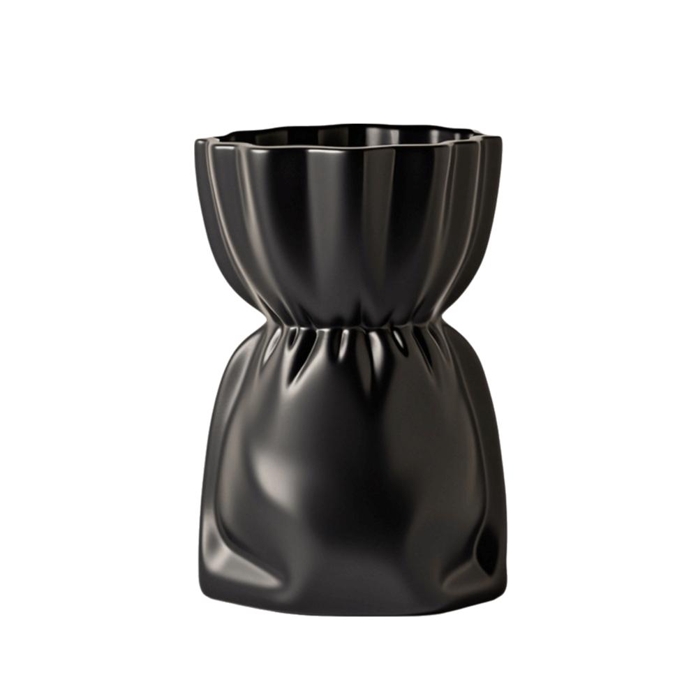 Bag Shaped Plastic Vase Nordic Flower Vase Desktop Ornament Bouquet Vase  Bedroom black L
