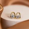 925 Sterling Silver Plating 14K Gold Single Zircon Geometric Earrings for Women Simple Ear Studs Fashion Party Fine Jewelry