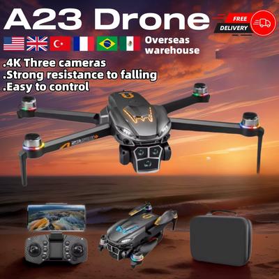 Nuevo mini dron RC A23 con luz de respiración a color 4k, 3 cámaras, motor sin escobillas, punto fijo, vuelo estacionario, evasión de obstáculos inteligente, cuadricóptero automático