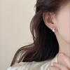 Natural freshwater pearl earrings for women, simple zircon single character balance beam, fashionable and versatile pearl earrings