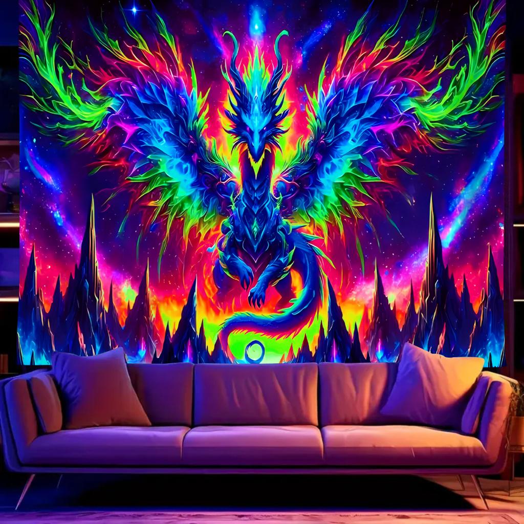 VIKAMA Drachenschuppen Wandteppich Kosmisch Blau Gaming-Zimmer Hintergrund Böhmische Wohnzimmer Dekorative Stoffe