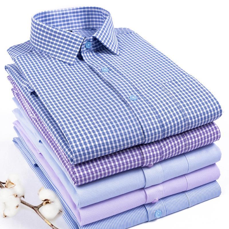 

Мужская рубашка в деловом стиле с длинным рукавом, в полоску/клетку, весна-осень 44/4XL фиолетовый