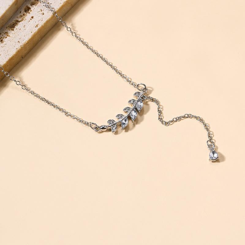 Alloy pendant jewelry high-end wheat ear tassel adjustable necklace female leaf collarbone chain