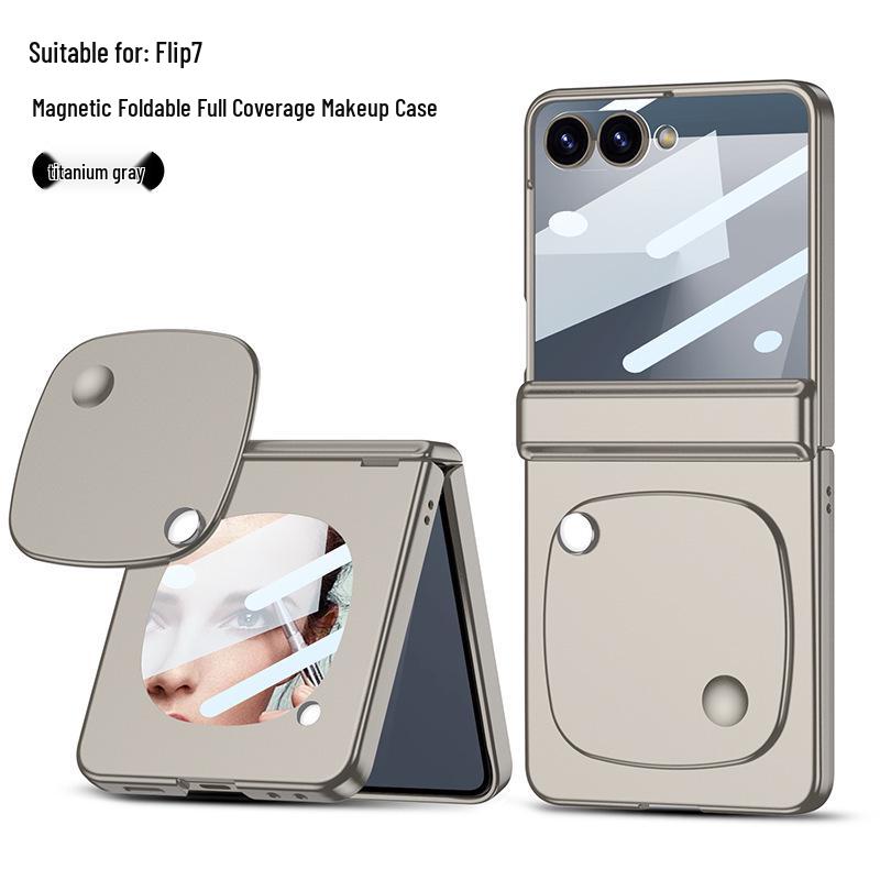 GKK Ultra-Thin Magnetic Makeup Mirror Case for Samsung Z Flip7 - Full Coverage Folding Screen Protection