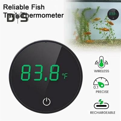 Fish Tank Digital Thermometer LED Display Aquarium Thermometer Cordless Stick-On Design Terrarium Water Temperature Measurement