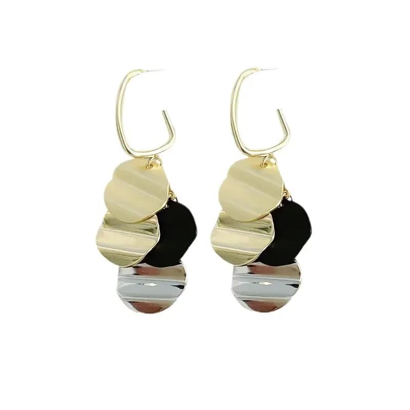 Metal Disc Drop Earrings for Women Girls Holiday Party Gift Geometric Ear Accessories Fashion Jewelry E493