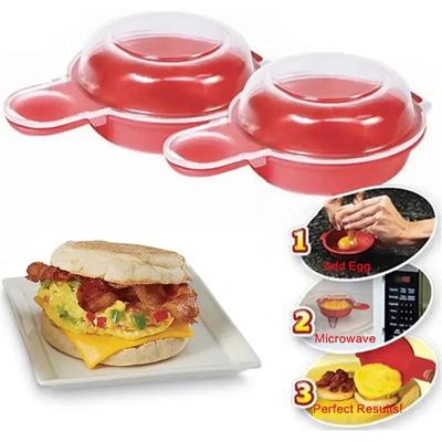 2pcs Easy Eggwich Microwave Egg Cooker Egg Hamburg Omelet Making Tool PP Manual Burger Press Burger Making Tool Hamburger Pattie