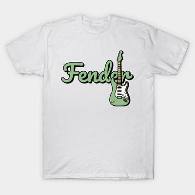 Camiseta Estampada Negra para Hombre Papel de Transferencia Sin Corte Fender Estampado Camiseta de Algodón