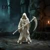 Dark Style Ornament Gothic Grim Reaper Figurine, 3D Printed Hooded Statue with Figurine Sickle, Spooky Robe Decoration for Halloween Indoor