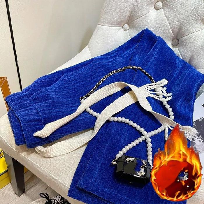 

Женские зимние теплые утолщенные вельветовые брюки прямые свободные брюки со шнуровкой XS