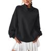 Women Loose Fleece Lined Mock Neck Long Sleeve Pullover Sweatshirt