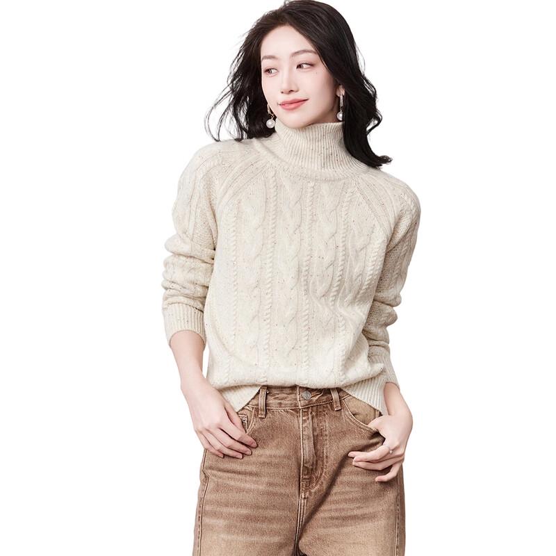 Hengyuanxiang Women's Thick 100% Wool Turtleneck Sweater