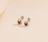 E1504 S999 Silver Elk Stud Earrings: Christmas Twist Screw Bean Design