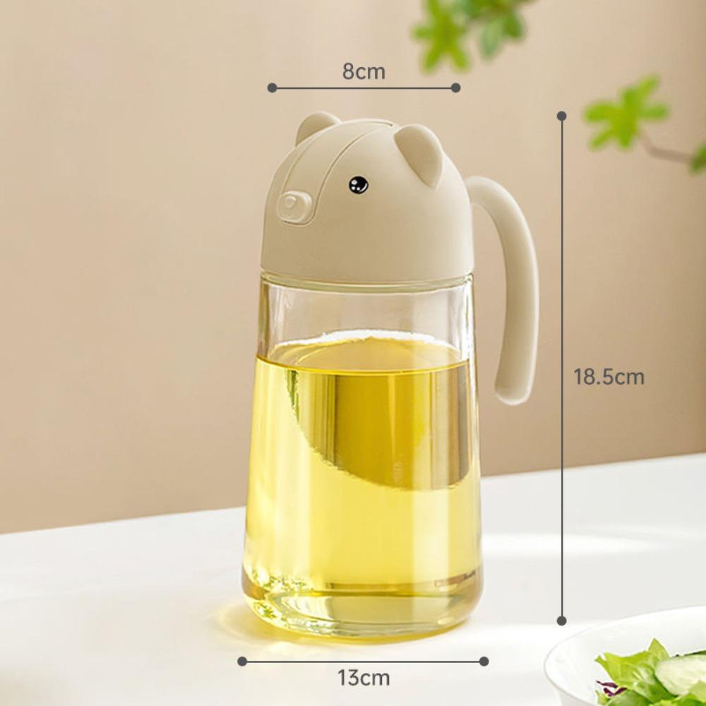 

630ml Glass Oil Bottle Automatic Opening and Closing Leak-proof Seasoning Flask with Handle Sealed Air Oil Jug Kitchen Supplies абрикосовий