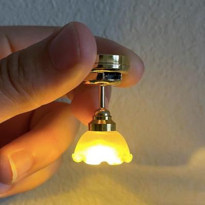 Yousheng Mini Lights 1:12 Scale LED Ceiling Lights with Switch Metal Base Realistic Battery Operated Miniature Lights