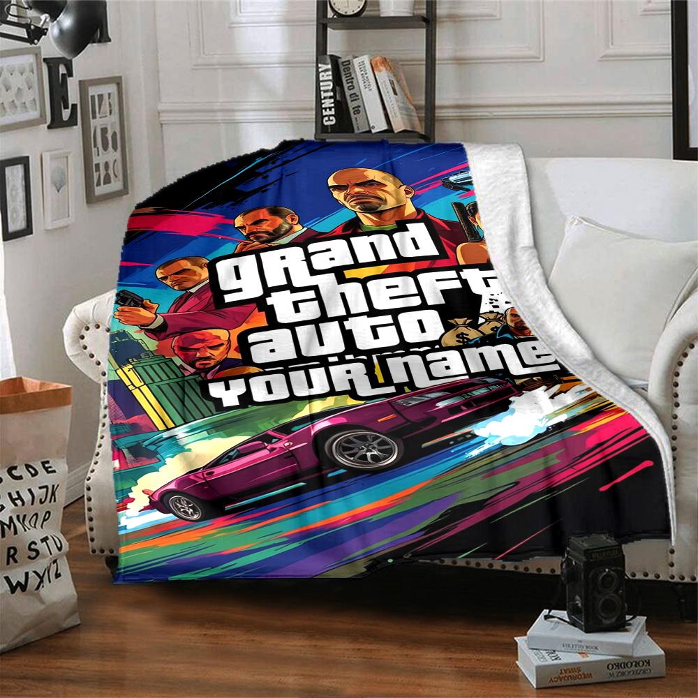 Grand Theft Auto Customize Your Name Blanket Gift Personalized Blanket Warmthful Decor Throw For Office Bedding Chair Home Decor for All Occasions