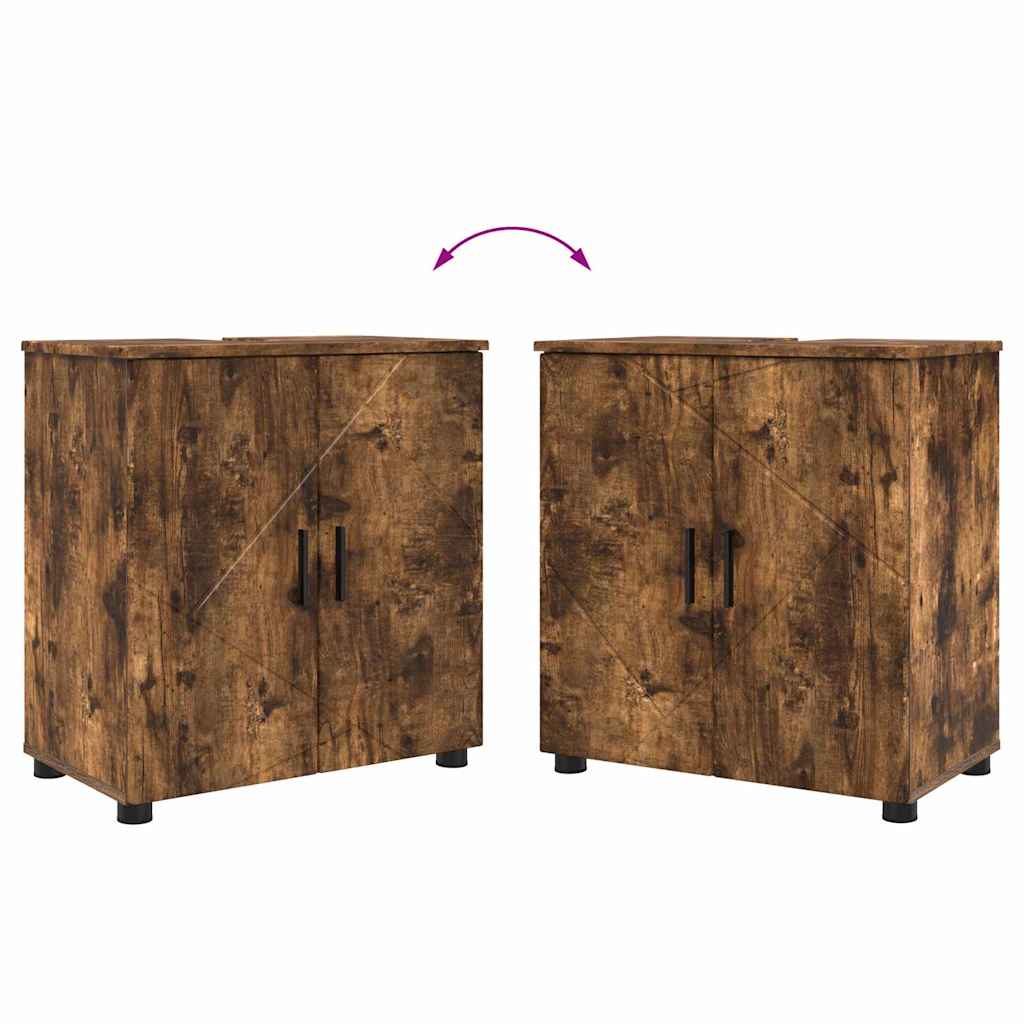 Bathroom Furniture Set 3 pcs Smoked Oak 61 x 35 x 64 cm