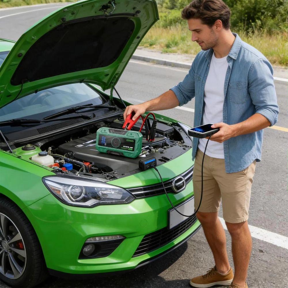 Digital Display Jump Starter Weatherproof Car Jump Box Peak Portable Power Bank Vehicle