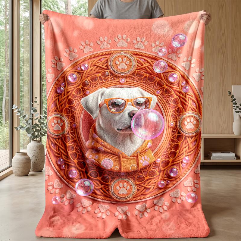 Paw Prints Pattern Design Theme Blanket Lightweight Warm Flannel Blanket Decorative Throw Blanket for Home Decoration