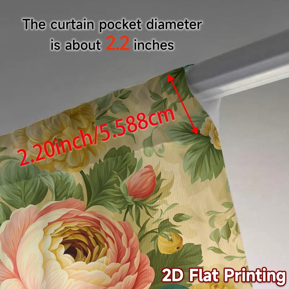 2D FLAT PRINTING 2pcs Curtains (Without Rod) Floral Elegance Design (8) New year Festival Fashion Curtains Durable Polyester