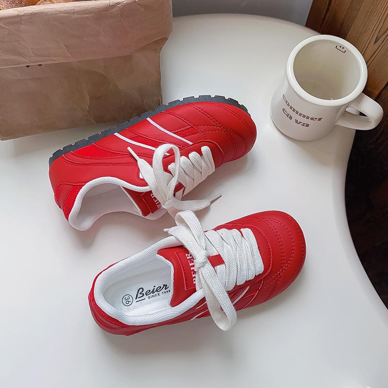 Fashion Korean version of retro German training shoes women's 2025 new summer soft-soled versatile white shoes with skirt B3511