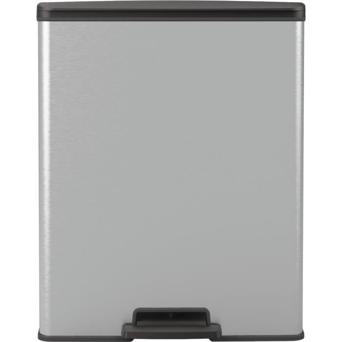 Poubelle Rectangle - DECO BIN - CURVER - 65L - Design moderne - 49 x 29 x 61 cm - Gris métallisé