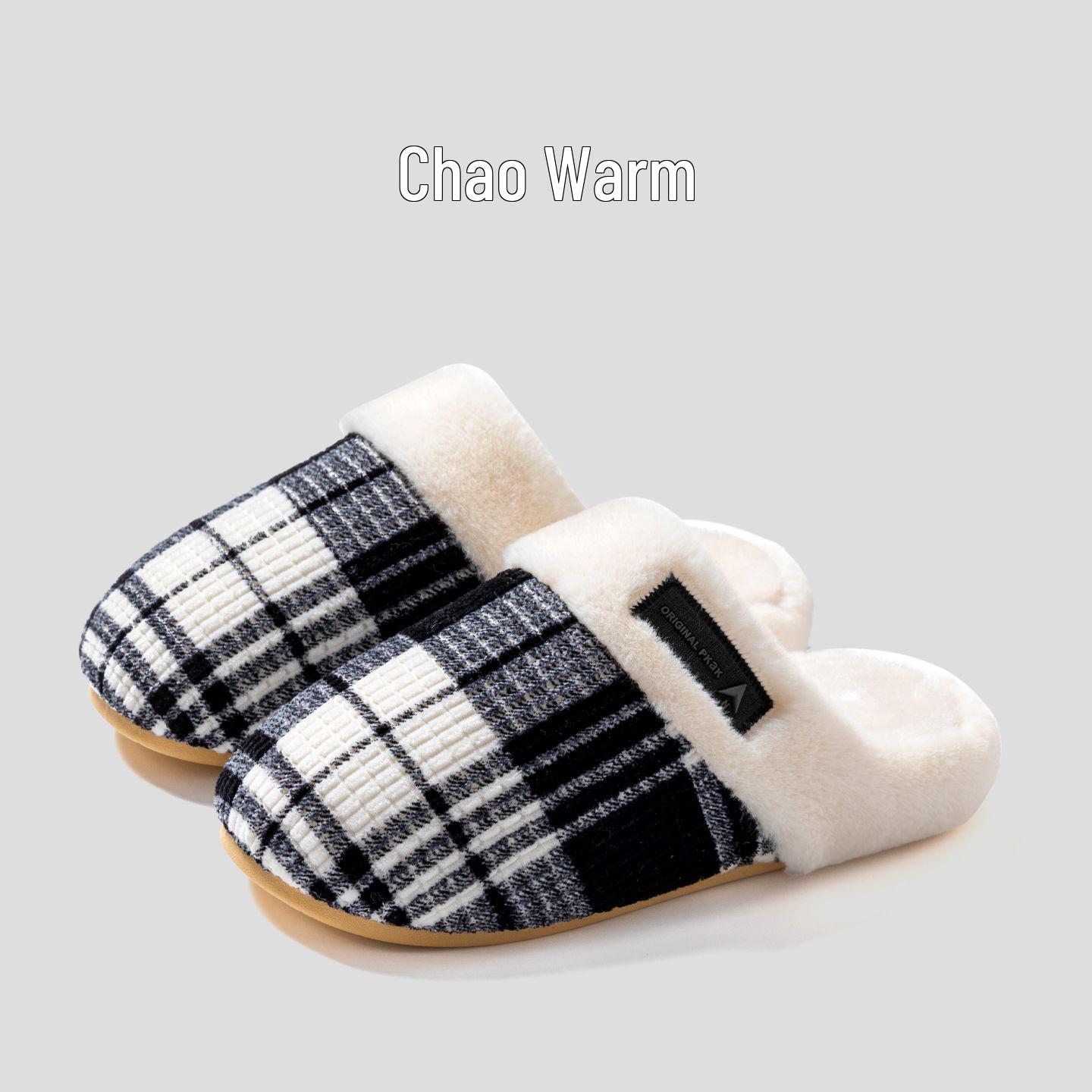 2025 New Women s  Men s Thick Sole Cotton Plush Slippers - Closed Toe, Warm Indoor Footwear for Autumn  Winter 42/43 чёрный