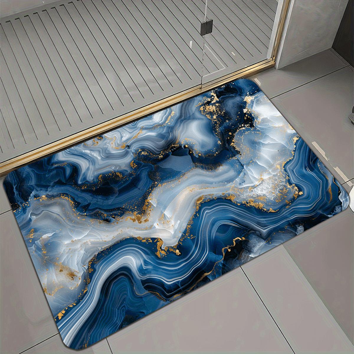 

VIKAMA Blue Ocean Wave Carpet Stain-Resistant Doormat Welcome Mat Suitable Carpet For Live Room Rug For Bedroom Bathroom Mat 40X60CM (1.3X2FT
