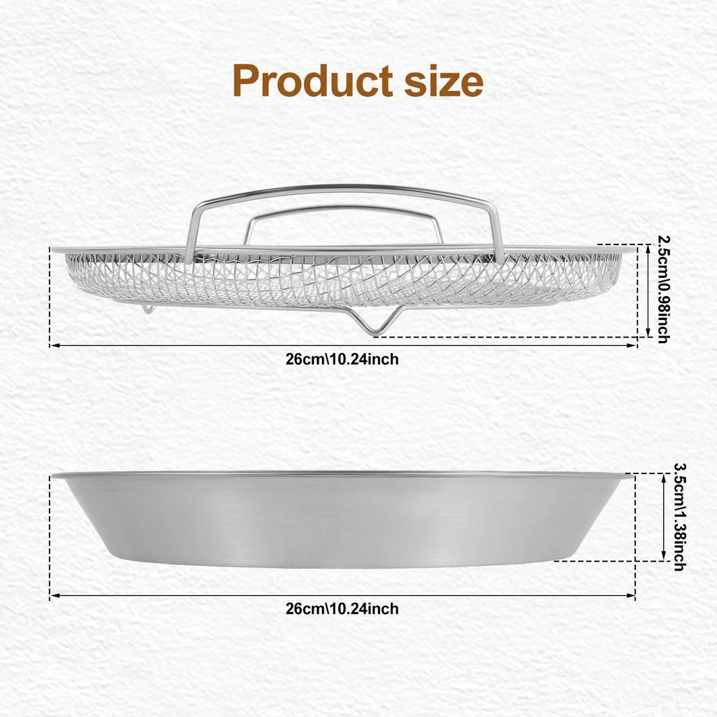 Multi-function Oil Filter Tray Round Stainless Steel Fried Food Draining Rack Heat Resistant Mesh Draining Basket with Drip Pans
