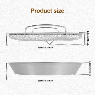 Multi-function Oil Filter Tray Round Stainless Steel Fried Food Draining Rack Heat Resistant Mesh Draining Basket with Drip Pans