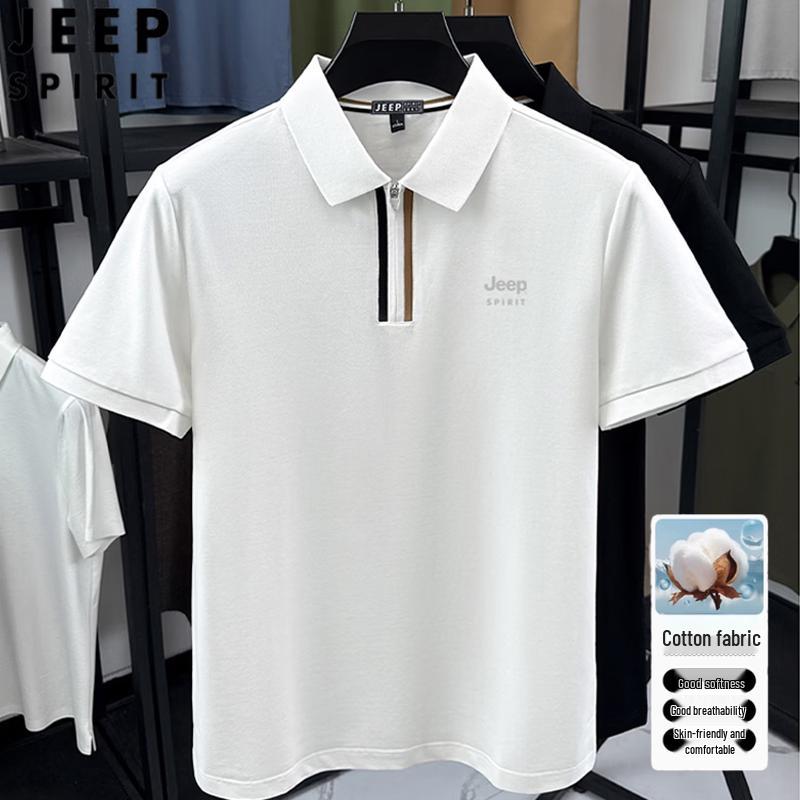 JEEP SPIRIT Men s Summer Casual Half-Zip Polo Shirt XL