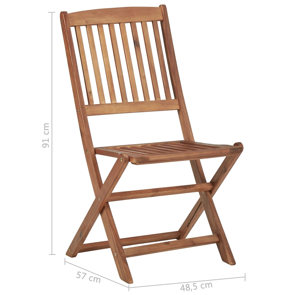 Foldable Garden Chairs 8 pcs with Cushions Solid Acacia Wood