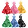 Hot Sale Summer Cool Sexy Neck Wrap Chest Polka Dot Printed Retro Pendulum Dress