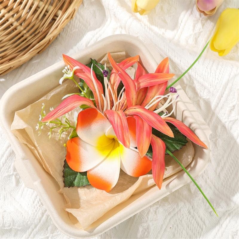 Trendy Floral Flame Hair Clip Artificial Egg Flower Barrette Beach Holiday Accessories For Women Wedding Party Styling