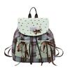Sweet Bow Double Shoulder Bag Plaid Pattern Contrast Color Student Schoolbags Grid Pattern Star Print Mint Green Small Backpack
