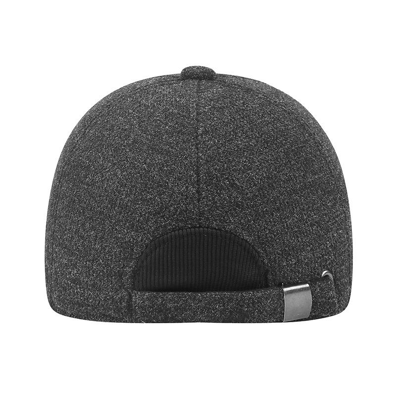 Mens Winter Warm Wool Blend Baseball Cap with Ear Flaps Dad Hat
