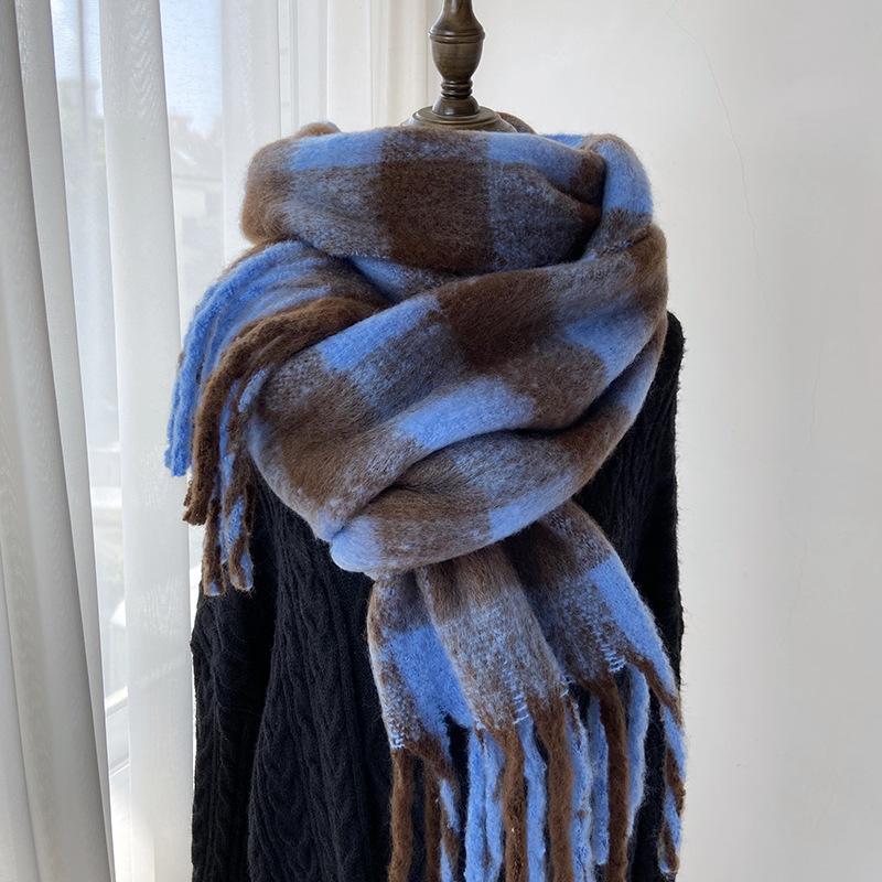 

Atmosphere Sense Осенне-зимний теплый шарф Женский новый стиль Кисточка Универсальный полосатый Утолщенная защита шеи Тренд 230-40cm