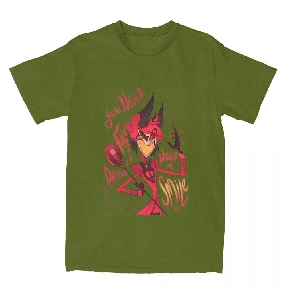 Herren T-Shirt Hazbin Hotels T-Shirts Mode Alastor Sommer T-Shirts Vintage Muster Baumwollkleidung Geburtstagsgeschenk