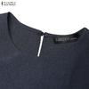 ZANZEA Vestido casual de manga corta de color sólido con cuello redondo para mujer