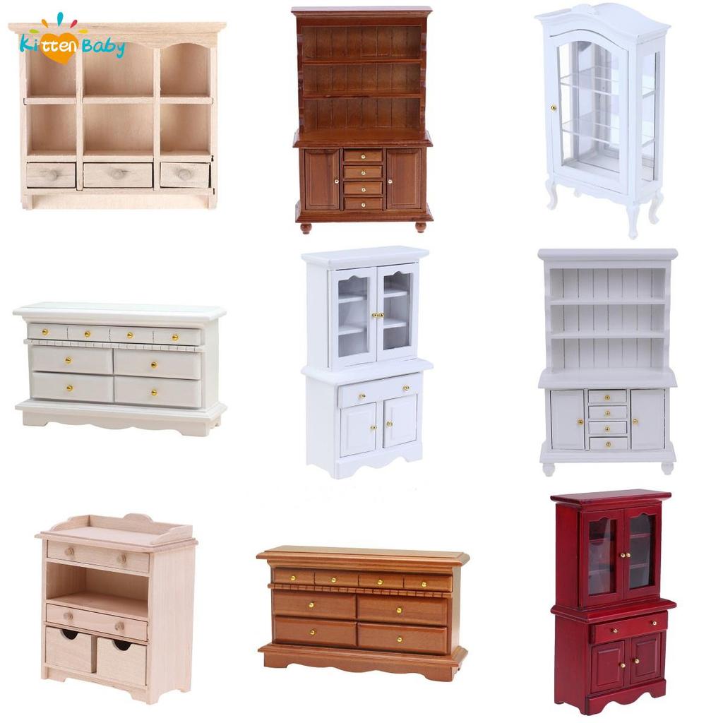 Multi Style Miniature Closet TV Book Cake Bedside Table Cabinet Shelf Legs Cupboard Model Dollhouse Furniture Decor DIY Toys