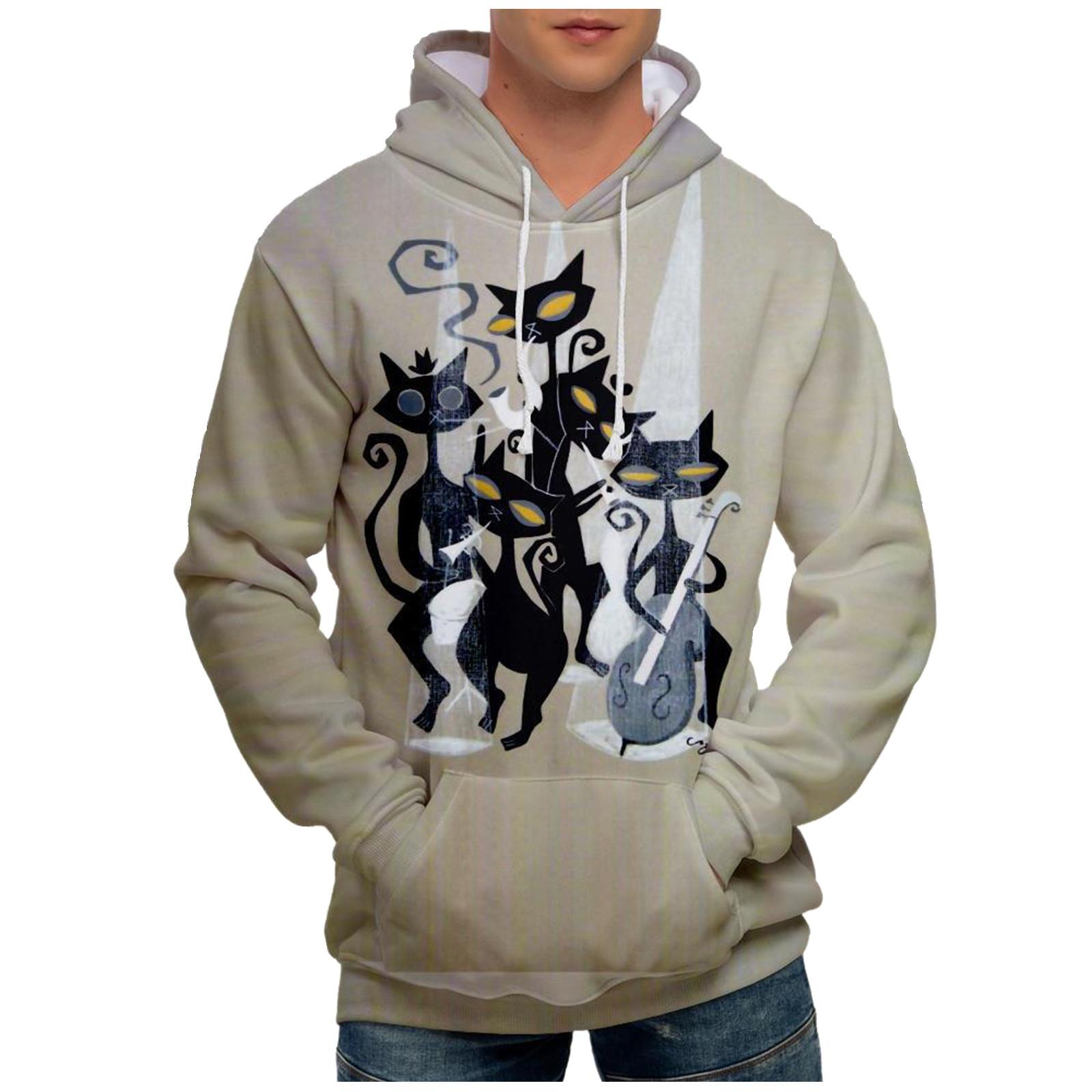 

Модный свободный мужской и женский свитер с капюшоном с длинным рукавом и принтом M хаки